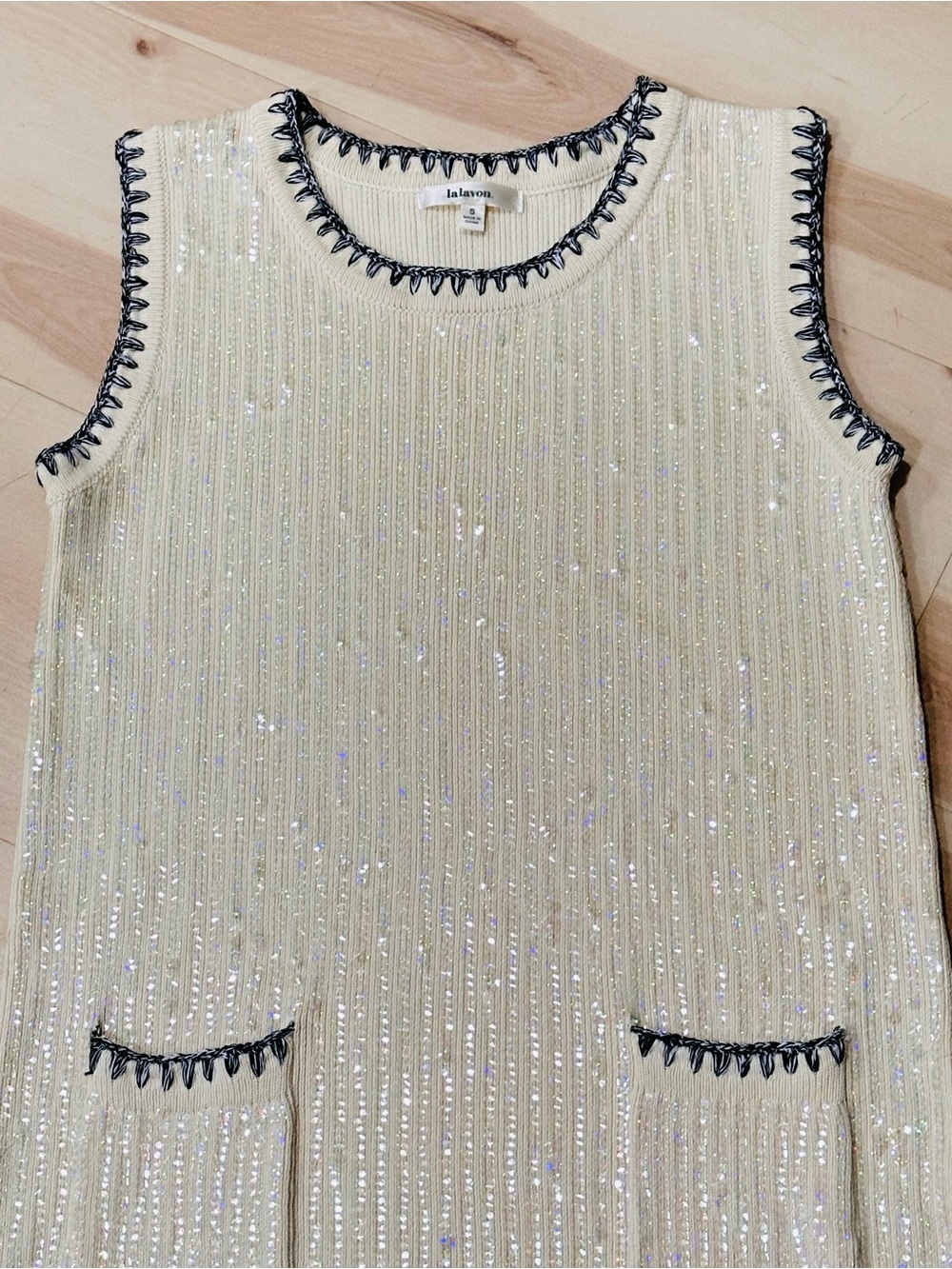 Lalavon Modenaire Sleeveless Sequin Knit Mini Dress Sz S 1960s Preppy sparkle - Picture 8 of 15